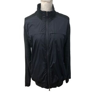 Vince Windbreaker Sweater Jacket Womens Medium Black Blue‎ Full Zip Lightweight